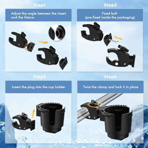 Universal Boats Cup Holder ? Fits 0.78" to 1.57" Tubes Drinks Holders, Compatible with Marine, Strollers, Bikes & Wheelchairs?Non-Slip Composite Material, No Drilling Required.