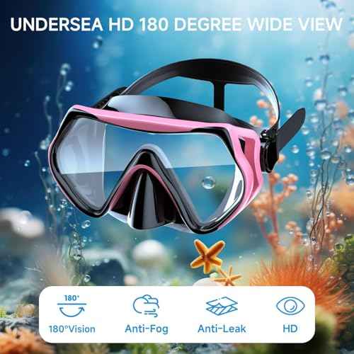 Snorkeling Gear for Adults, Dry-Top Snorkel Set Scuba Diving mask, 180¡ÆPanoramic Wide View Professional Snorkeling Gear Breathing Freely Snorkel Mask