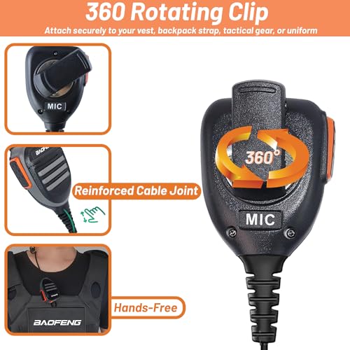 Heavy Duty Speaker Microphone for Two-Way Radio - Waterproof, Loud Clear Audio