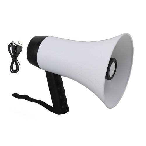aqxreight Portable Megaphone Bullhorn 30W Power Megaphone Speaker 300S Recording 500M Trans Distance 10 Hours Lasting Battery 1500mAh Portable Megaphone BullhornPortable Megaphone Speaker