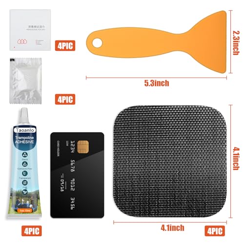 Trampoline Repair Kit 4.1x4.1 Inch Square Patches for Mat Tears and Holes