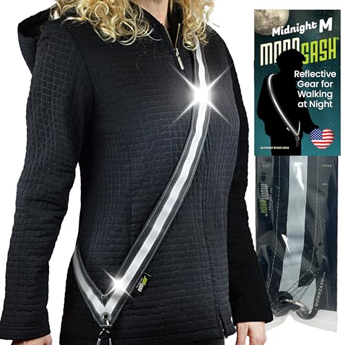 Midnight Black Reflective Sash for Night Walking 60" Reversible Safety Belt