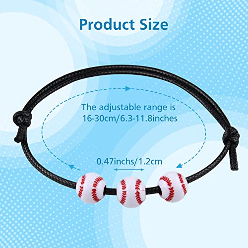 MIAHART 24 Pcs Ball Bracelet Adjustable Baseball Bracelet Sports Theme Bracelets Sports Party Favors