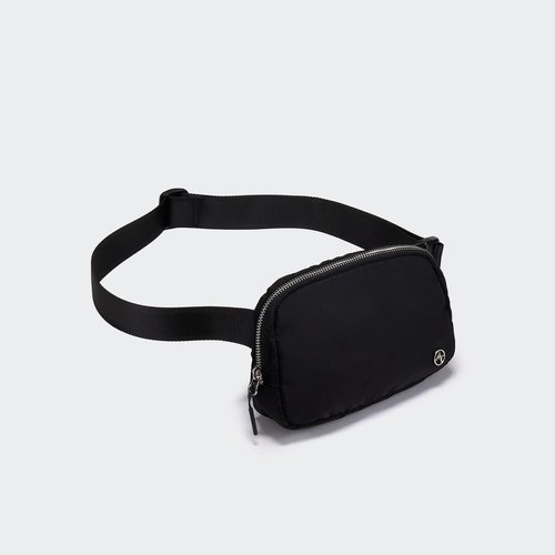 Black Belt Bag with Adjustable Strap, Pander Nylon Mini Fanny Pack for Outdoors Workout Traveling Casual Running Cycling, 1L