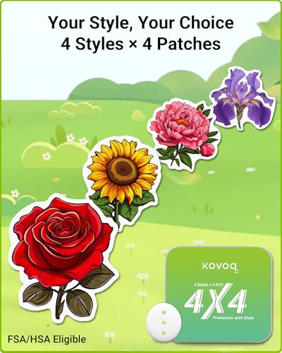 Rose Shaped Dexcom G7 & Stelo Over Patches Waterproof 16 Pc Floral Design