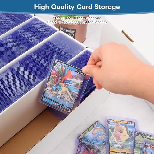 6 Pack Card Storage Box Set - Holds 3700 Trading Cards or 900 Sleeves - White Sports Organizer