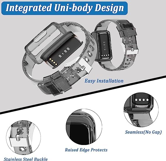 Clear Fitbit Inspire 3 Wristband with Built-in Protective Case - 6 Colors