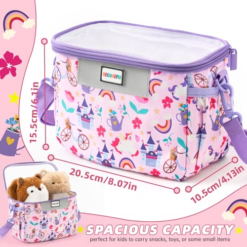 Kids Bike Basket Front Waterproof Handlebar Bag with Shoulder Strap - Pink