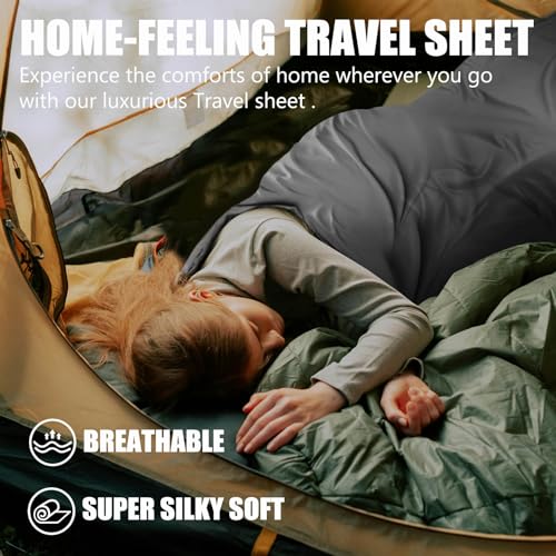 Frelaxy Ultralight Sleeping Bag Liner Gray No Zipper 27.5x84.6in Travel Sheet