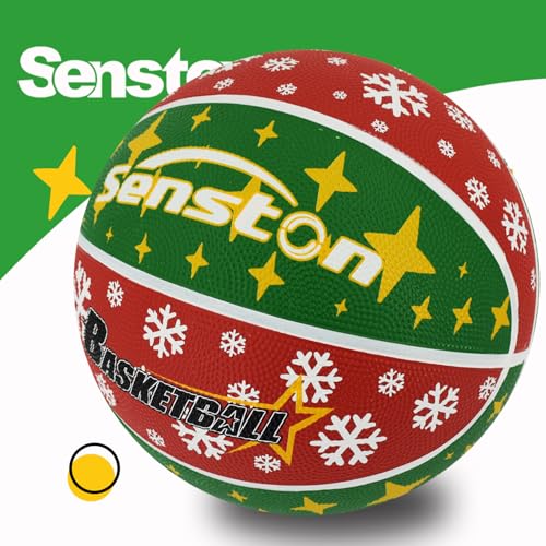 Outdoor Basketball Size 5/6/7 with Premium Grip and Pump - Red 27.5''