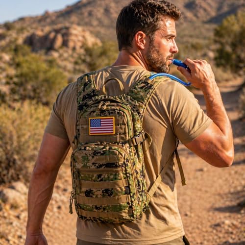 Tactical Hydration Backpack 2L Water Bladder - Woodland Digital Camo