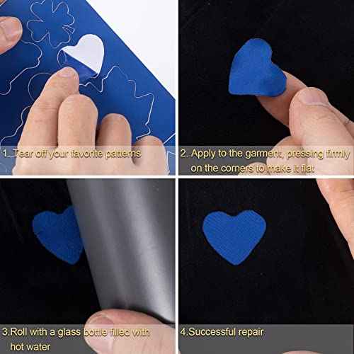 OIIKI 3 Sheets Puffer Down Jacket Repair Patch, Self Adhesive Waterproof Repair Patch, Stick On Nylon Patches Tape for Jackets Coat Clothing Tent Sleeping Bags Ski Pants Holes-Black & Blue & White