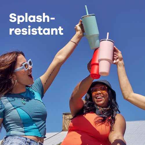 Hydro Flask Travel Tumbler with Handle, Lid and Straw - Insulated Stainless Steel in 40 Oz Agave