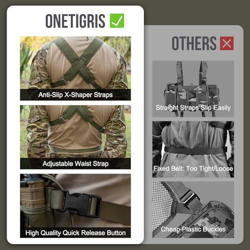 ONETIGRIS Chest Rig Dangler Pouch for Hunting Shooting Hiking - Green