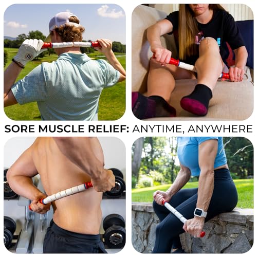 Self Myofascial Release Massage Stick - 18-Inch Travel Red Stick