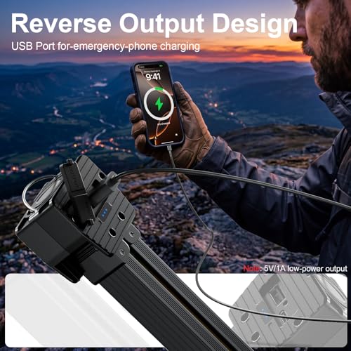 Black Portable Magnetic Work Light with 180° Swivel & Power Bank - Gym & Camping Lighting