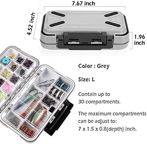LESOVI C-Orange-L Waterproof Fishing Tackle Box Mini Organizer 12-30 Compartments