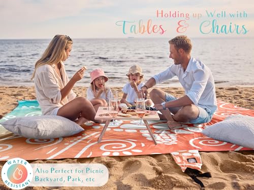 WEKAPO Beach Blanket Waterproof Sandproof Oversized 8x7 ft - Sea Turtle Pattern, Extra Large, Sand-Free for Beach & Picnic