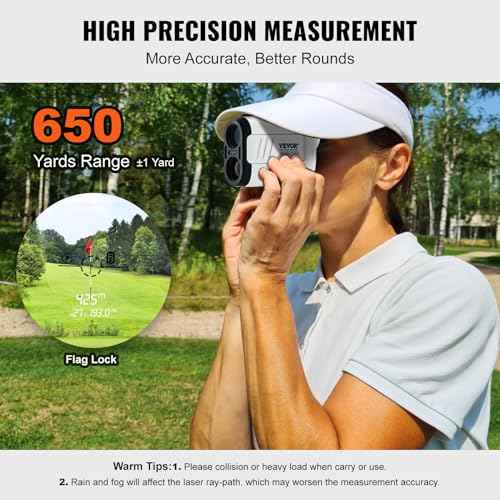 VEVOR Golf Rangefinder, Laser Golfing Hunting Range Finder, 6X Magnification Distance Measuring, Golfing Accessory with High-Precision Flag Lock, Slope Switch, Continuous Scan, and Batteries