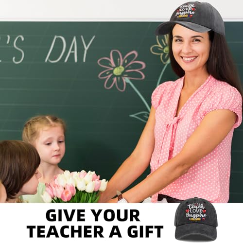 Teacher Appreciation Baseball Cap for Women Men - Black, One Size / Teach Love Inspire
