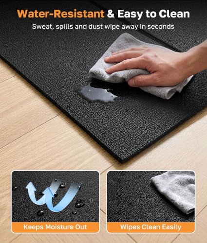 72.1 x 31.4 Inch Foldable Rubber Treadmill and Exercise Bike Mat Waterproof
