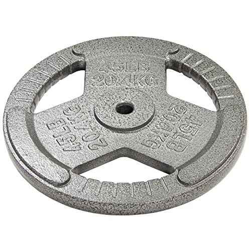 Fitvids Cast Iron Plate Weight Plate for Strength Training and Weightlifting, 1-Inch Center, Single 45LB