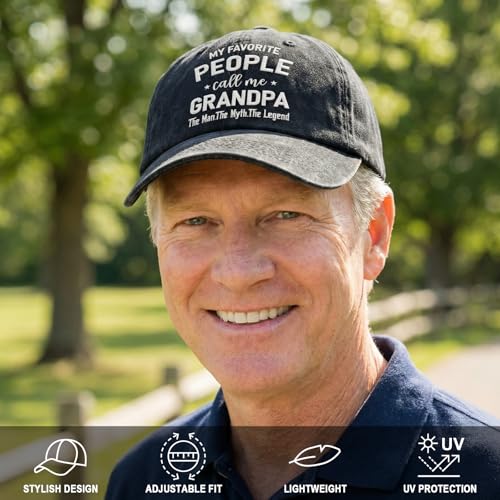 Grandpa Black Embroidered Hat for Men - Gifts for Family and Friends