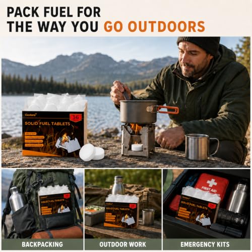Solid Fuel Tablets 36 Pack - High Energy Camping Stove Fuel - Compact & Safe