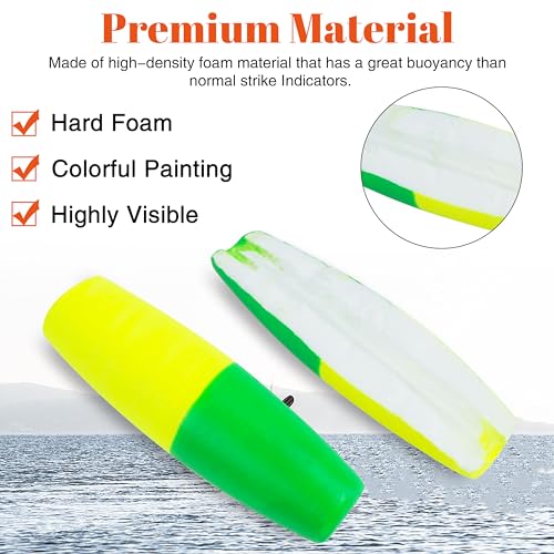 Fishing Floats Peg Cigar Shape Foam Bait Indicators - Mixed Colors 2in 12pcs