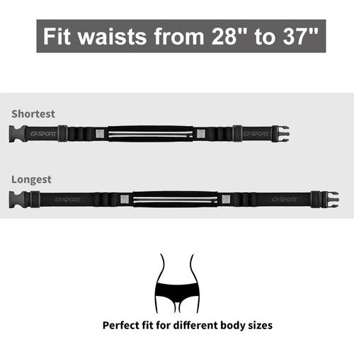 RJ-Sport Triathlon Belt with Pouch - Race Number Bib Holder with 6 Gel Loops, Ideal for Running, Cycling & Marathon (Black)