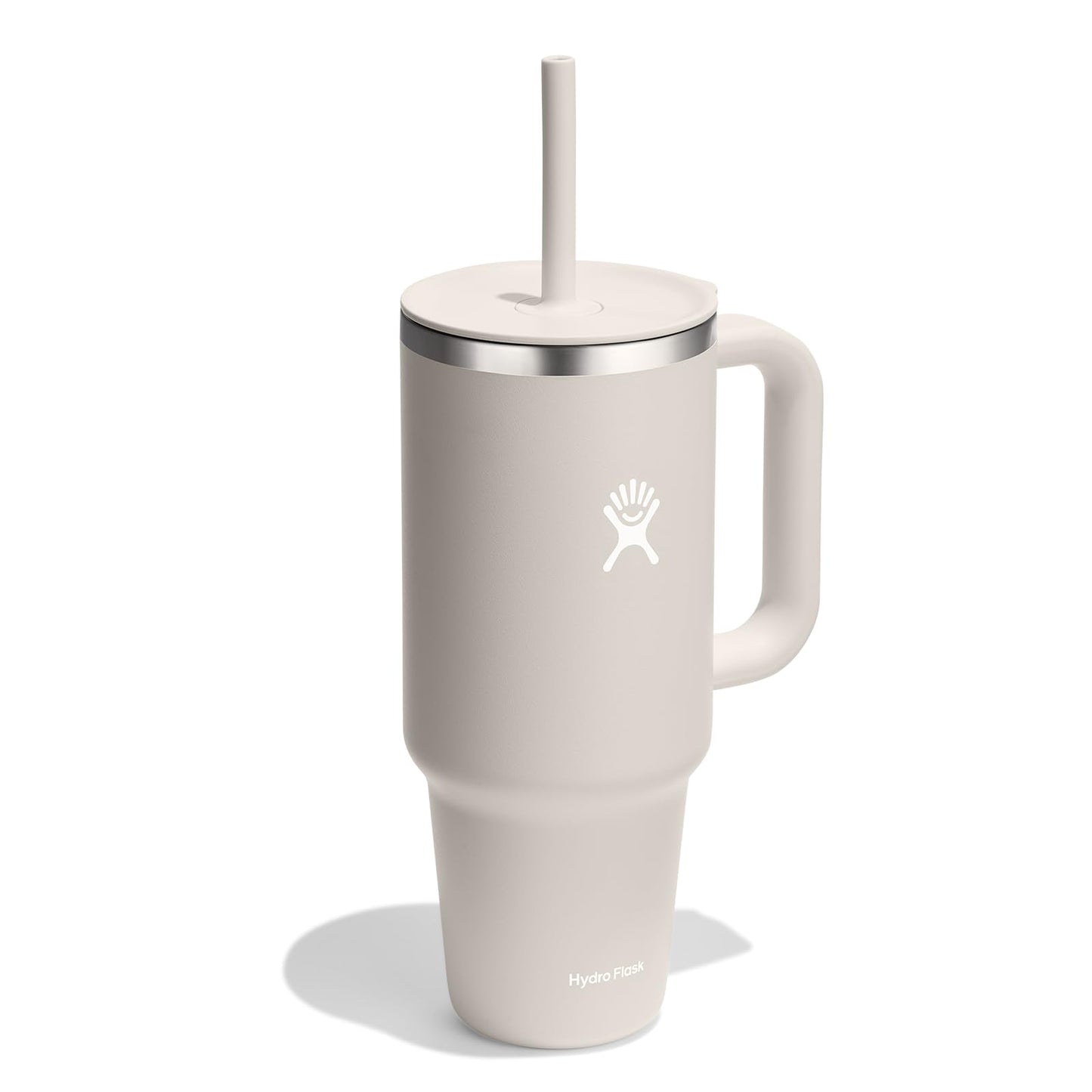 Hydro Flask 40 Oz Travel Tumbler with Handle, Lid and Straw - Insulated Stainless Steel in 40 Oz Oat Tan
