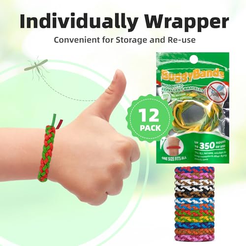 12 Pack Mosquito Repellent Bracelets - DEET-Free & Natural for Adults & Kids