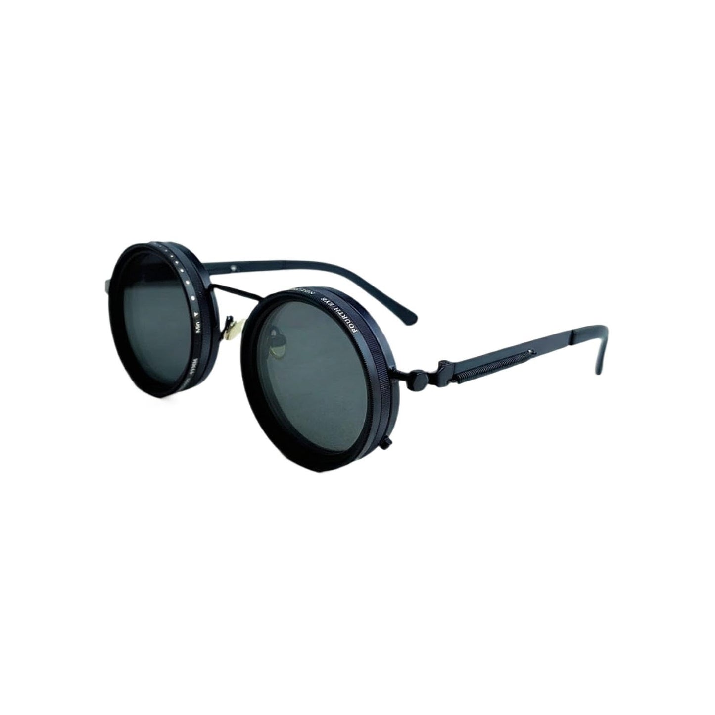 Zentavi Adjustable Tint Polarized Round Sunglasses with Built-in ND Filter, Manual Tint Control for Men's Unique Needs (Black Thick Legs - Black Legs)