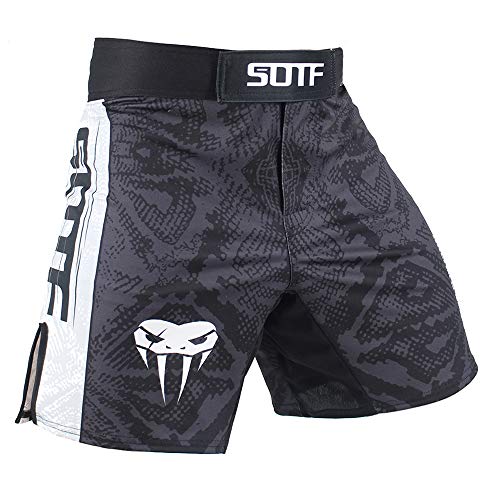 Men's MMA Boxing Shorts - Dark Gray, Medium, Fight & BJJ No Gi Shorts