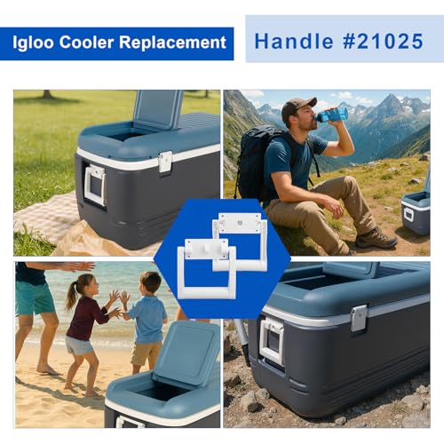 2pcs 21025 Replacement Handles for Coolers, High Strength Plastic Replacement Handle with Screws Parts Accessories Compatible with Igloo 90-100in/2.29-2.54m Quart Cooler
