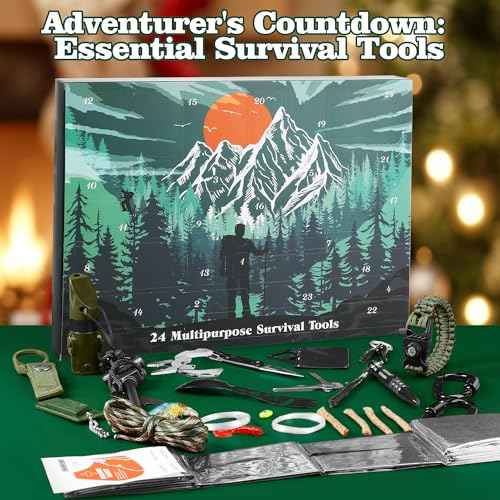 Survival Kit Advent Calendar for Men 2025-24 Days Survival Tools Advent Calendar for Adult Teen Boy, Christmas Countdown Survival Gear Gift for Outdoor Camping, Fishing, Hunting, Hiking Adventures