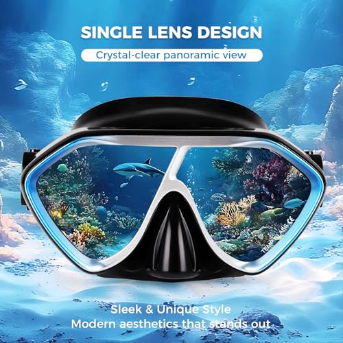 EXP VISION Scuba Diving Mask for Adults - Glacier Blue Anti-Fog Leak-Proof Snorkeling Mask with Soft Nose Cover