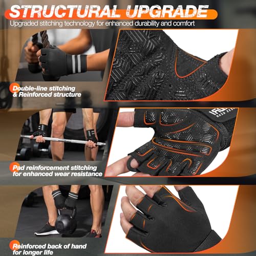 SIMARI Weight Lifting Gloves for Men Women with Wrist Support - Black, X-Large