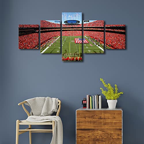 50''Wx24'' Canvas Wall Art Set Kansas Chiefs Stadium Scene Modern Framed Wall Decor