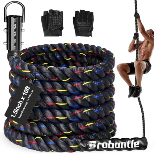 Heavy Duty Climbing Rope Gym Workout 1.5 Inch Diameter 10FT - Indoor Outdoor Exercise Rope