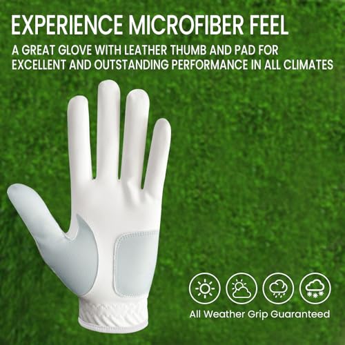 Golf Gloves Men Left Hand Right Hand 2 Pack Black & Bones Large Worn on Left