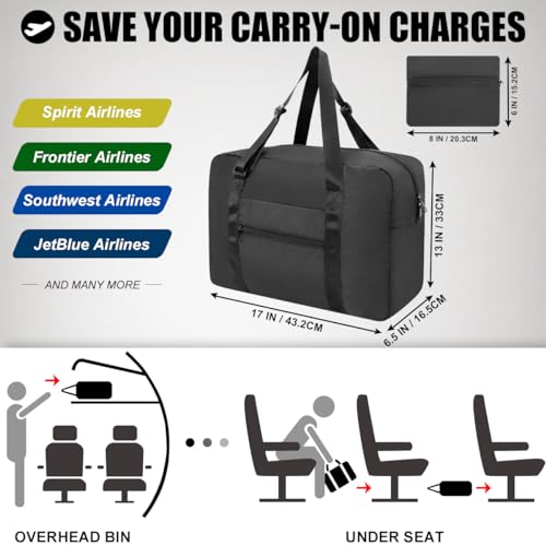 Foldable Travel Duffel Bag 23L Black - Lightweight & Waterproof