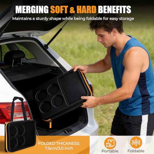 INSMEER Collapsible Cooler with Hard Shell & 4 Cup Holders - Orange, 55 Cans