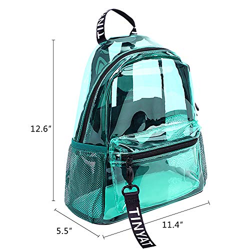 Tinyat Green Small Clear Backpack for Women - See Through Travel Bag