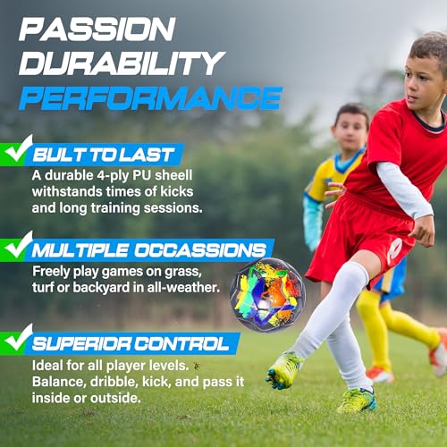 Size 4 Soccer Ball Black Splash-Ink Durable Youth Soccer Ball