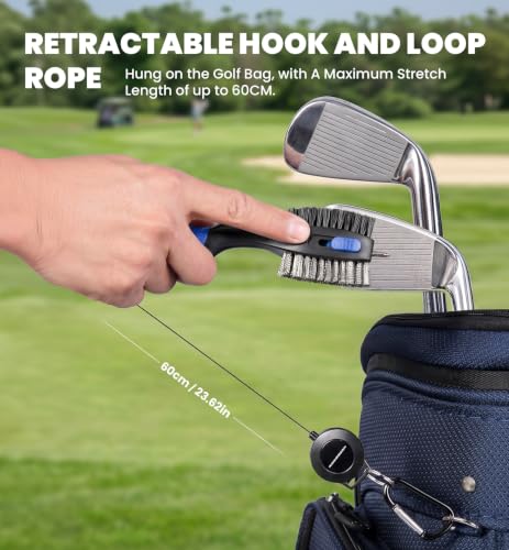Golf Club Cleaner Kit with Retractable Brush and Waterproof Bag