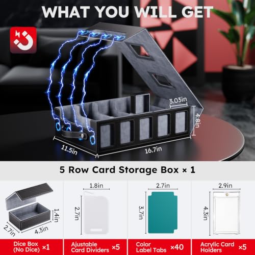 Trading Card Storage Box 4300+ Capacity with Magnetic Lid - Black/Grey