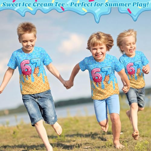 Skicuff Dripping Ice Cream T-Shirt - Medium Blue, Unisex Adult