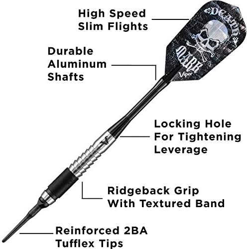 Viper Desperado 80% Tungsten Soft Tip Darts with Storage/Travel Case: Death Mark, 18 Grams