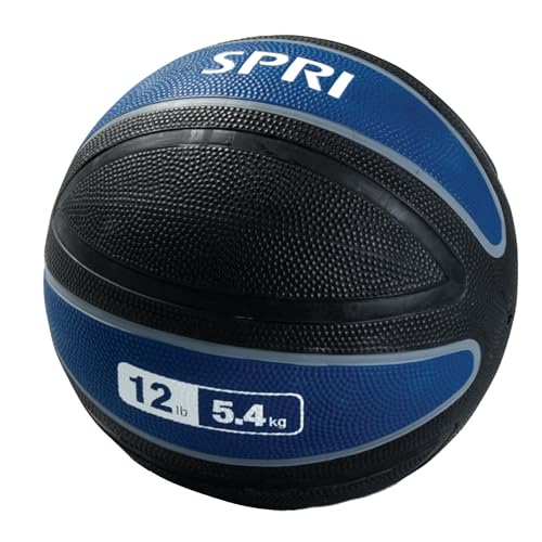 SPRI Xerball Medicine Ball Thick Walled Durable Construction with Textured Surface, Blue, 12-Pound